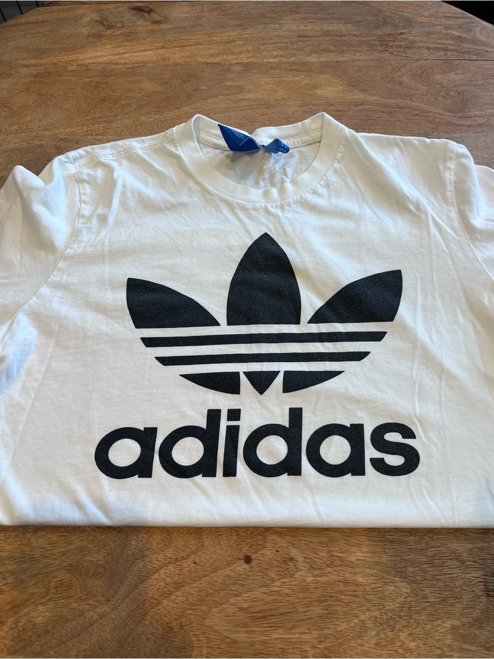 adidas White Short Sleeve Tee with Black Trefoil Logo